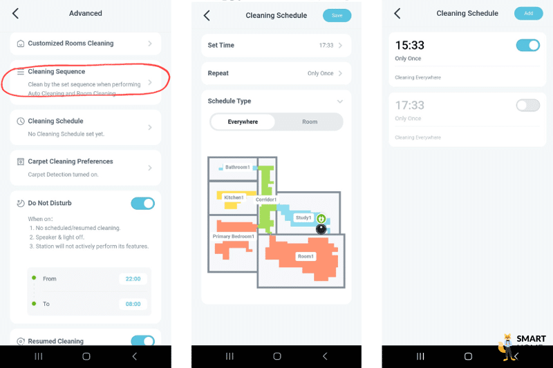 Der Wochenreinigungsplan wird in der Yeedi Cube App festgelegt.